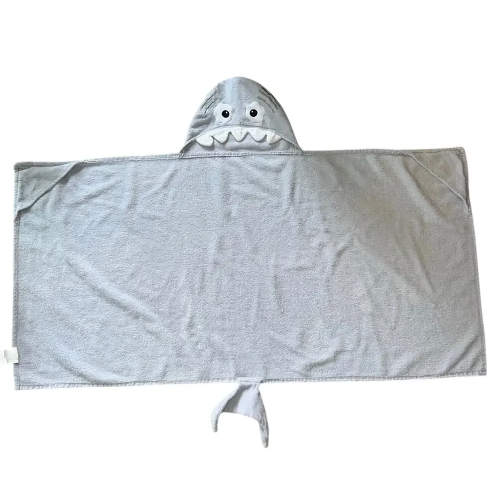 Hooded Light Blue Bath Towel Cute Shark with Fin & Tail - Kids Baby